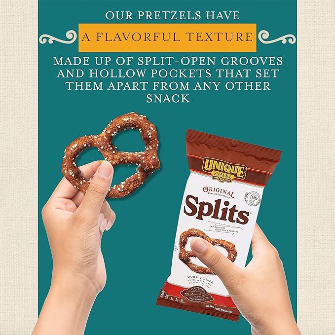 Unique Snacks Original Splits Pretzels, Delicious Homestyle Baked Snack Bag, OU Kosher, and Non-GMO