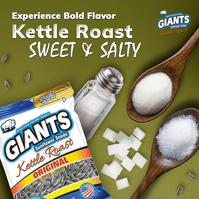 GIANTS Kettle Roast Sweet & Salty Sunflower Seeds - Sunflower Seeds Bulk, Sunflower Seed Snack