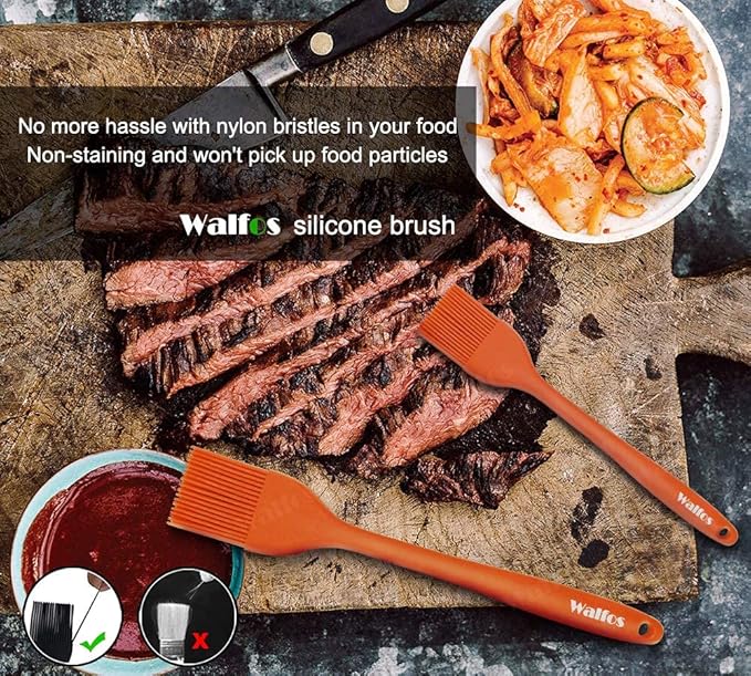 Walfos Silicone Basting Pastry Brush, Heat Resistant Pastry Brush Set, Strong Steel Core and