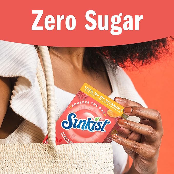 Sunkist Singles to go Drink Mix Packets, Strawberry Tangerine, 6-Count Box ??Powdered Drink Packets