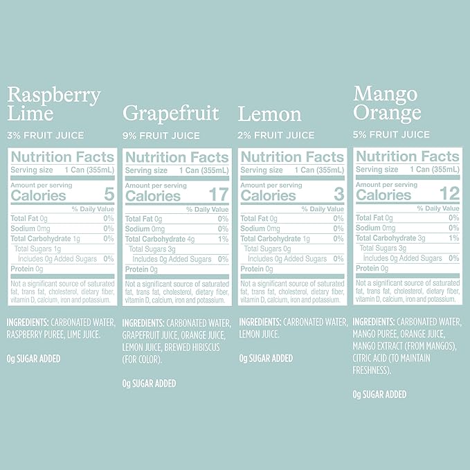 Spindrift Sparkling Water, 4 Flavor Variety Pack, Made with Real Squeezed Fruit, 12 Fl Oz (Pack of