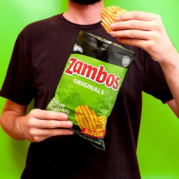 Zambos Plantain Chips Original, Ridged (Pack of 2)