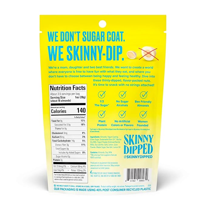 SkinnyDipped Faves Variety Pack, Healthy Snack, Plant Protein, Gluten Free, Pack of 6