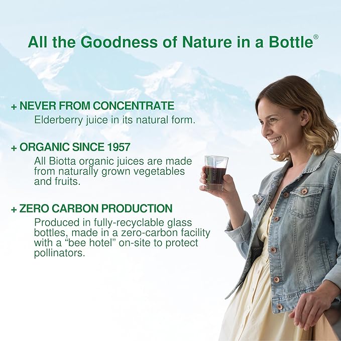 Biotta Organic Elderberry Juice - Naturally Sweetened Fruit Juice For Optimal Immune Support