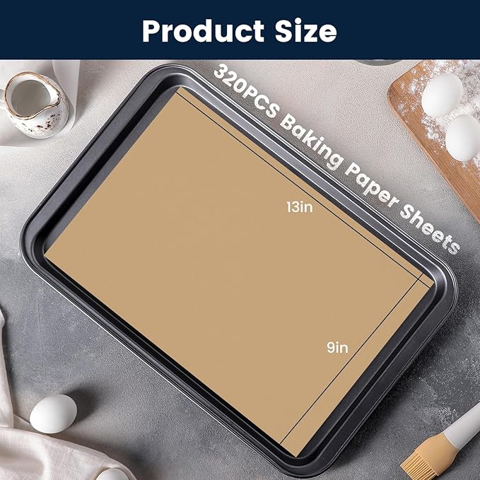 320 PCS Parchment Paper Sheets 9x13 Inch, Unbleached Parchment Paper for Baking, Non-Stick Precut