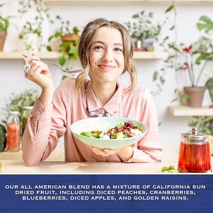 Traina Home Grown All American Sun Dried Fruit Blend - Diced Peaches, Cranberries, Blueberries