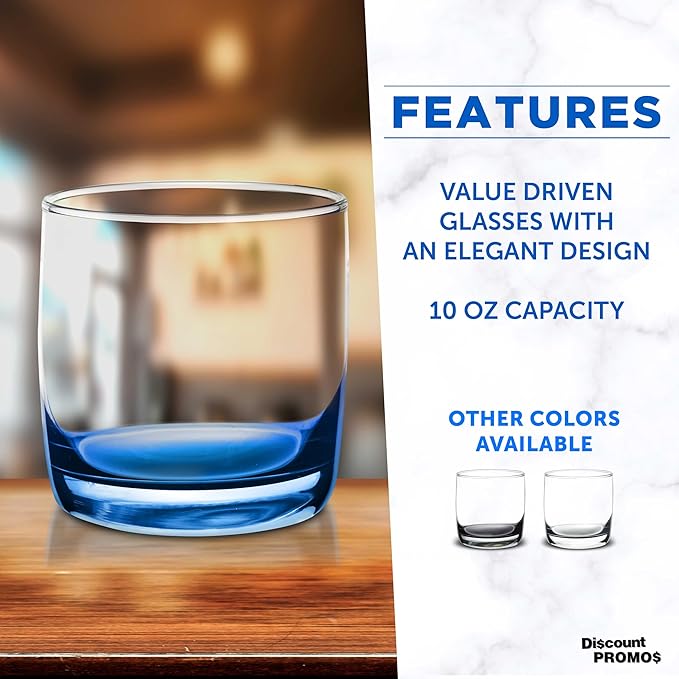 DISCOUNT PROMOS Whiskey Glasses 10 oz Set of 10, Bulk Pack - Heavy Base Old Fashioned Glass