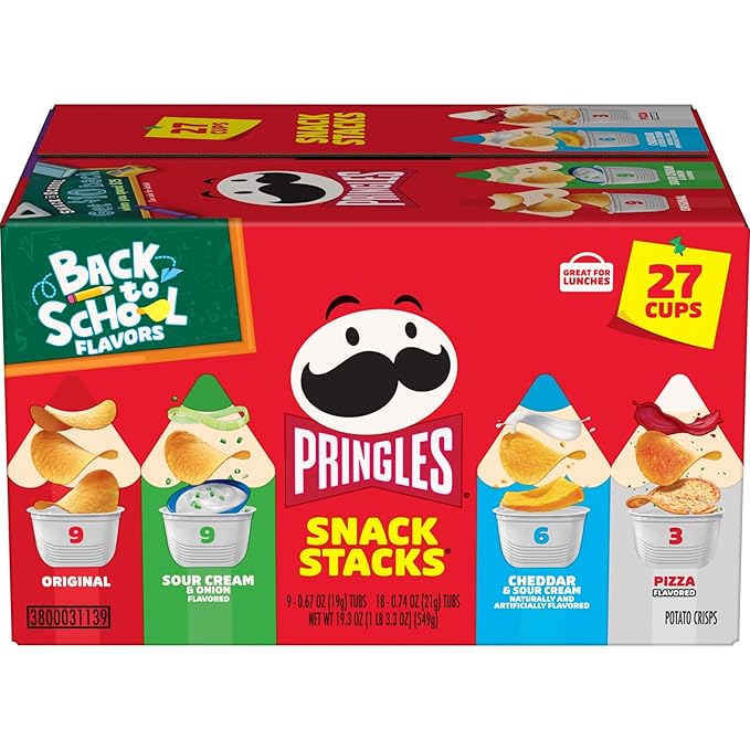 Pringles Potato Crisps Chips, Lunch Snacks, Back to School Snacks, Snack Stacks, Variety Pack (27