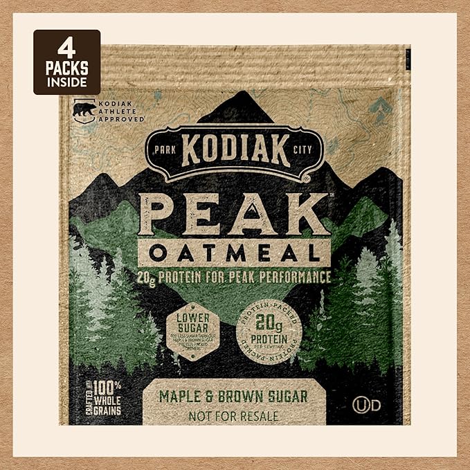 Kodiak Cakes Peak Instant Oatmeal Packets, Maple Brown Sugar, High Protein,100% Whole Grains, 6 box