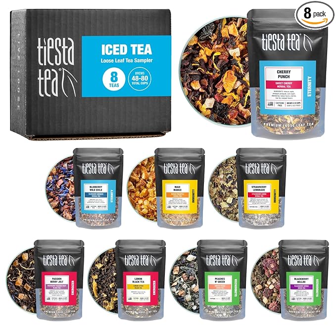 Tiesta Tea - Iced Tea Sampler Dry Flight Set, Loose Leaf, High to No Caffeine, Makes Cold Brew Iced