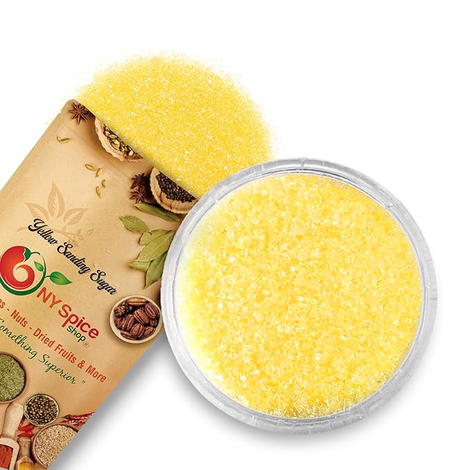 NY Spice Shop Yellow Sanding Sugar - 8 Ounce Sweet Colorful Edible Sprinkles For Candy Dish - Sugar