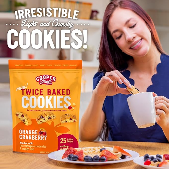 Cooper Street Twice Baked Mini Biscotti Italian Style Cookies - 5 Pound of Orange Cranberry Gourmet