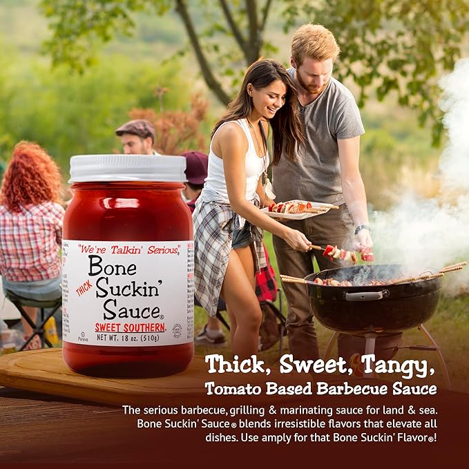 Bone Suckin' Sauce Sweet Southern Thick BBQ Sauce, 18 oz Glass Bottle, For Ribs, Chicken, Pork