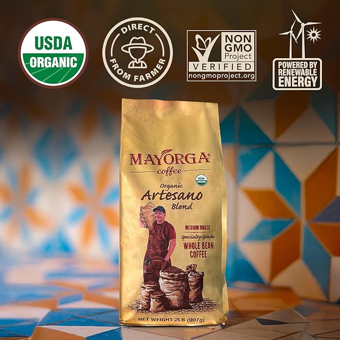 Mayorga Organic Coffee 2lb Artesano Blend - Medium Roast Whole Bean Coffee Speciality Grade, 100%