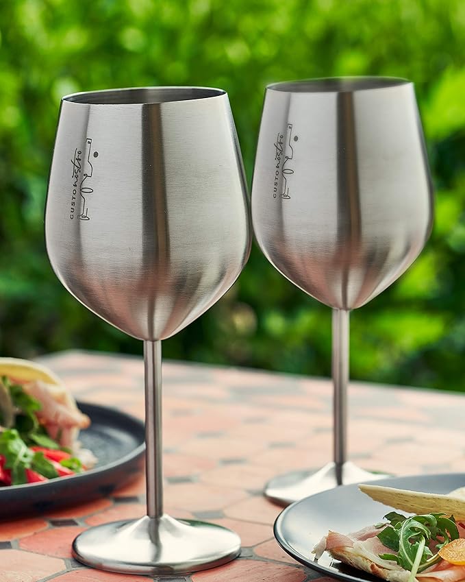 Gusto Nostro Stainless Steel Wine Glass - 18 oz - Cute, Unbreakable Wine Glasses for Travel