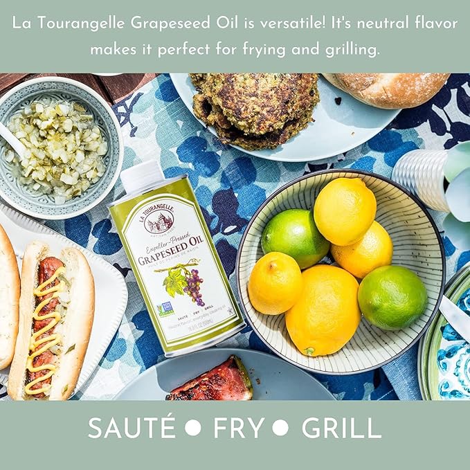 La Tourangelle, Expeller-Pressed Grapeseed Oil, High Heat Neutral Cooking Oil, Cast Iron Seasoning
