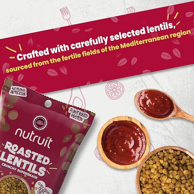 Nutruit Roasted Lentil Snacks - Tasty Smoked Barbecue Healthy Snacks - Vegan, Gluten Free, Non-GMO
