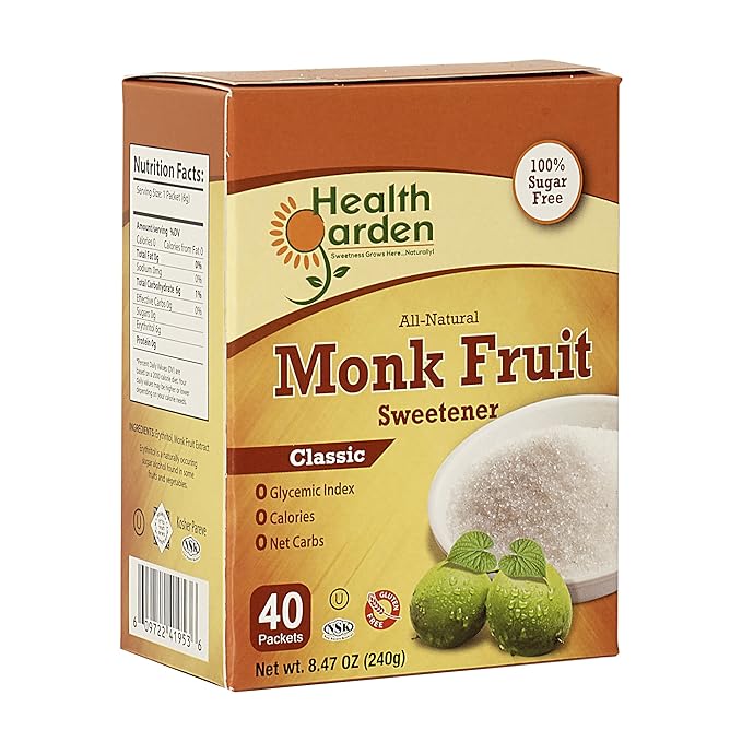 Health Garden Monk Fruit Sweetener, Classic - Non GMO - Gluten Free - Sugar Substitute - Kosher