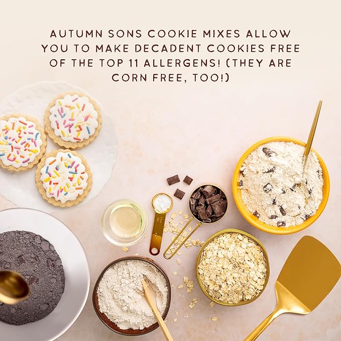 Autumn Sons Baking Co. Gluten Free Cookie Mix Variety Pack. Sugar Cookie, Chocolate Chunk, Double