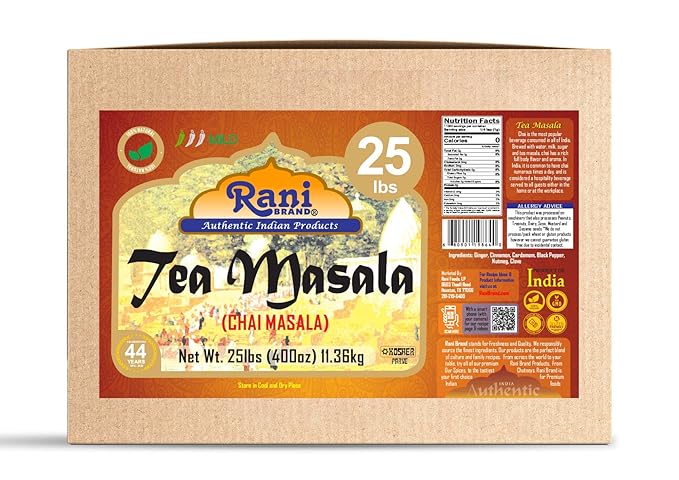 Rani Tea (Chai) Masala Indian Spice Blend 400oz (25lbs) 11.36kg Bulk Box ~ All Natural | Vegan |