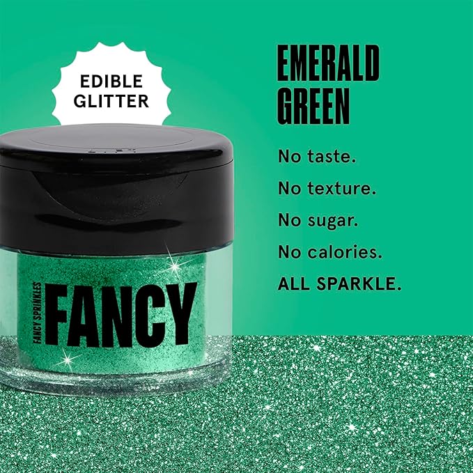 Fancy Sprinkles Emerald Green Premium Edible Glitter, 100% Edible Glitter for Sparkling Food &
