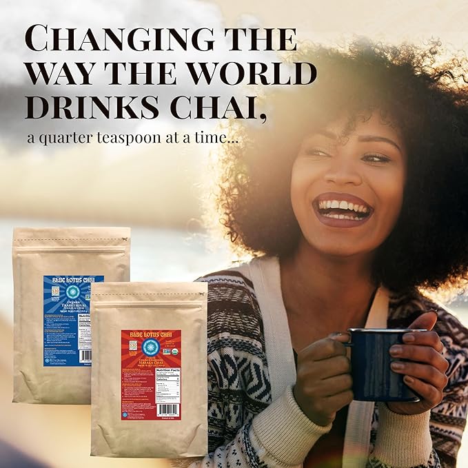 Blue Lotus Chai - Fully Organic Traditional Masala Chai - Makes 530 Cups - 1 Pound Bulk Bag Masala