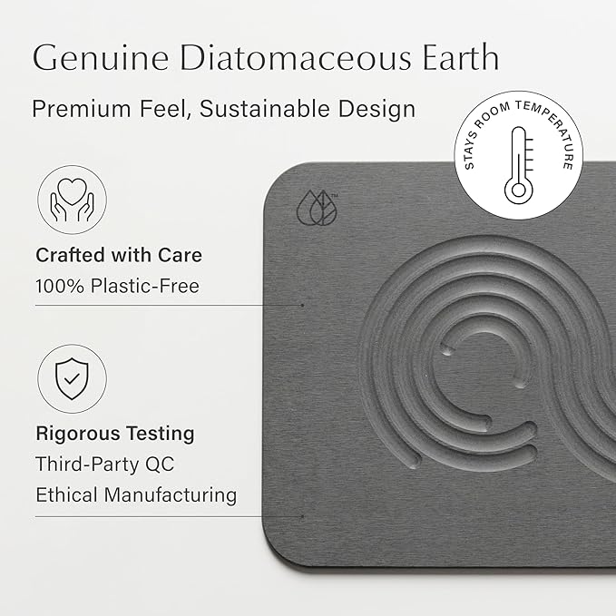 Dorai Home Bath Stone Mat 23.6"x15.4" – Quick-Dry, Non-Slip Diatomite Stone Bath Mat for Bathroom