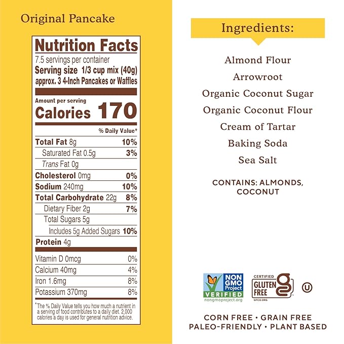 Simple Mills Almond Flour Pancake & Waffle Mix, Original - Gluten Free, Plant Based, Paleo