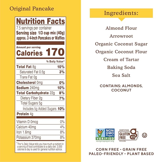 Simple Mills Almond Flour Pancake Mix & Waffle Mix, Gluten Free, Made with whole foods, (Packaging
