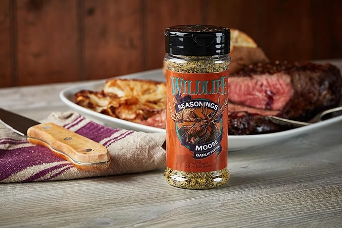Wildlife Seasonings Moose Garlic Pepper - Versatile Blend Seasoning for Steaks, Poultry