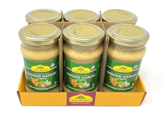 Asian Kitchen Ginger Garlic Cooking Paste 10.58oz (300g) Glass Jar, Pack of 5+1 FREE ~ Vegan |