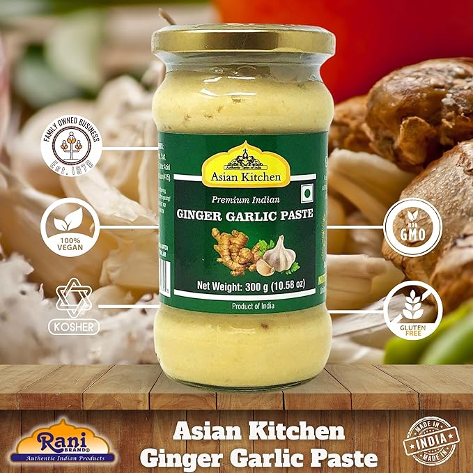 Asian Kitchen Ginger Garlic Cooking Paste 10.5oz (300g) Glass Jar ~ Vegan | Gluten Free | NON-GMO |