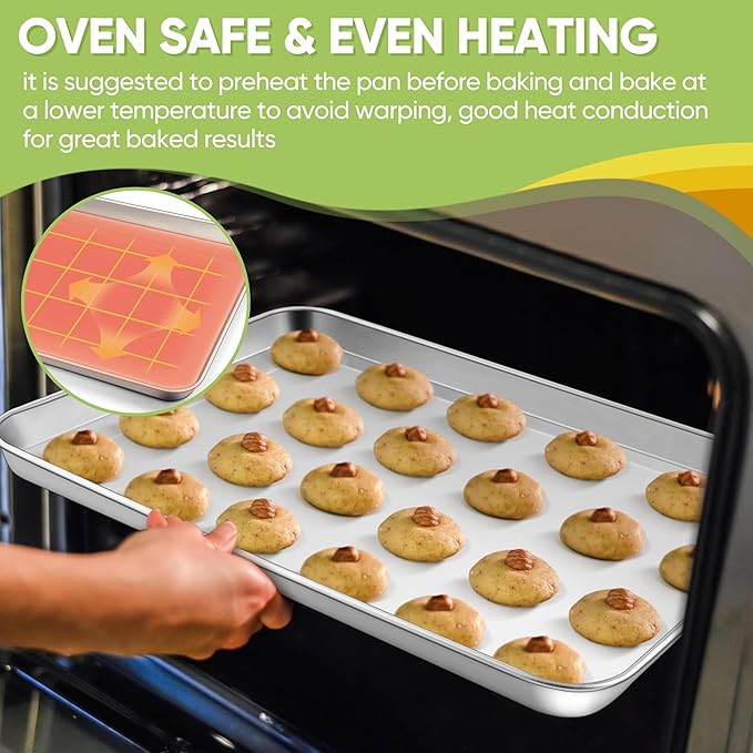 TeamFar Stainless Steel Baking Sheet, 20’’ x 14’’ Large Baking Sheet Pan Bakeware Set Cookie Sheets