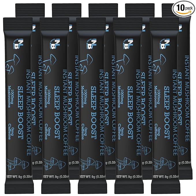 Sleep Boost Organic mushroom Instant Coffee - 10 x 9g Packets - Healthy Coffee alternative and