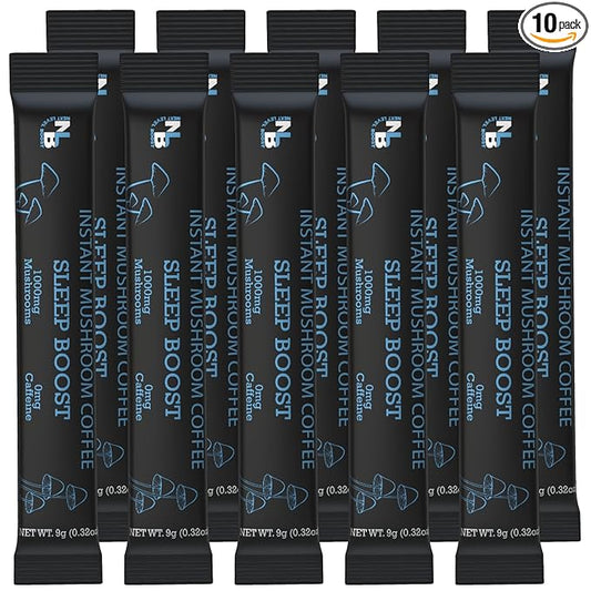 Sleep Boost Organic mushroom Instant Coffee - 10 x 9g Packets - Healthy Coffee alternative and