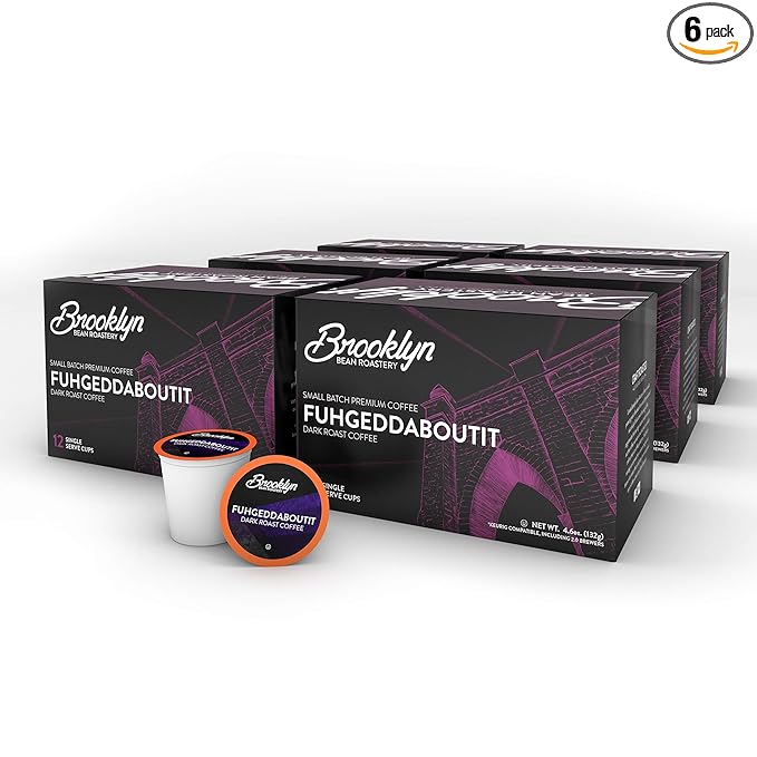 Brooklyn Beans Dark Roast, Fuhgeddaboutit Gourmet Coffee Pods, Compatible with 2.0 Keurig Coffee