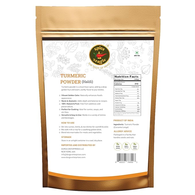 Spice Magic Turmeric Powder ??3.5 oz (100 g) | Pure, Natural Ground Haldi for Cooking, Golden Milk