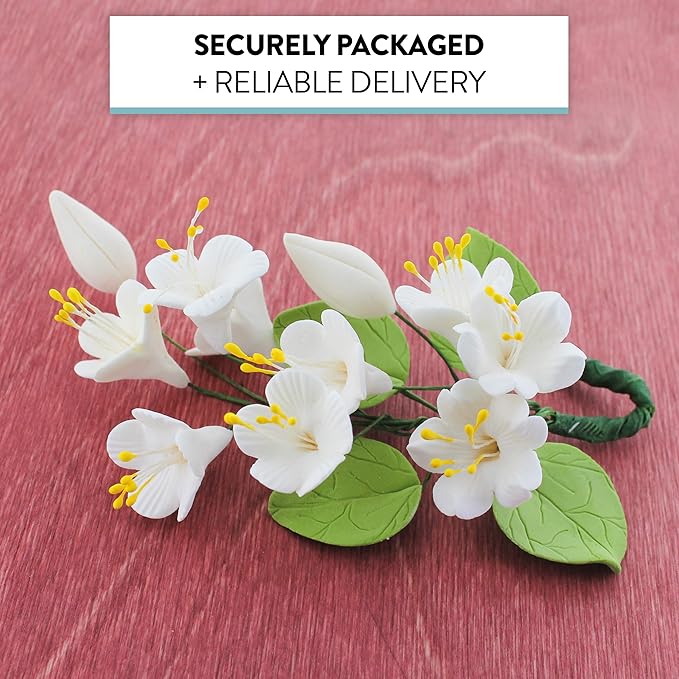 Cherry Blossom Sugar Flower Spray – Gumpaste Flowers for Cakes – Handmade Cake Decorations – Sakura