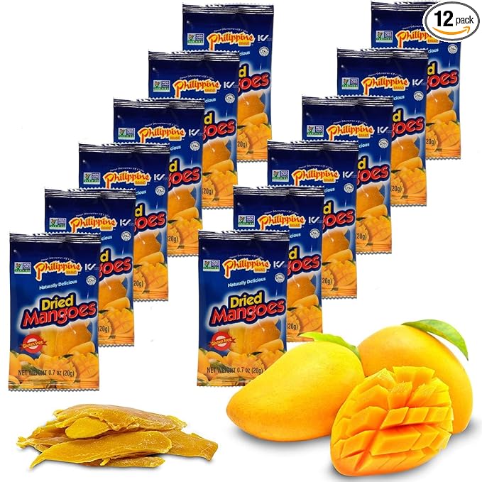 Philippine Brand Dried Mangoes Fruit Snacks- All Naturally Gluten Free, Vegan, Hand-Selected