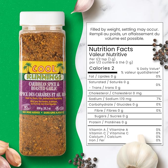 Cool Runnings Caribbean Spice & Roasted Garlic Powder 800g - Used for Grilling, Roasting, and