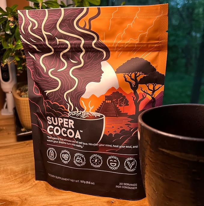Super Cocoa Coffee Alternative Hot Chocolate Mix - Nootropics Brain Support Supplement for Memory &