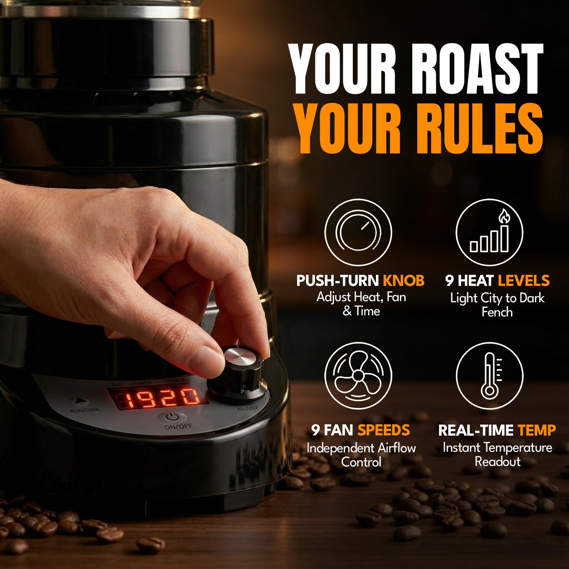Fresh Roast SR800 Coffee Roaster – Roast Coffee at Home – Variable Heat and Fan Control – Digital