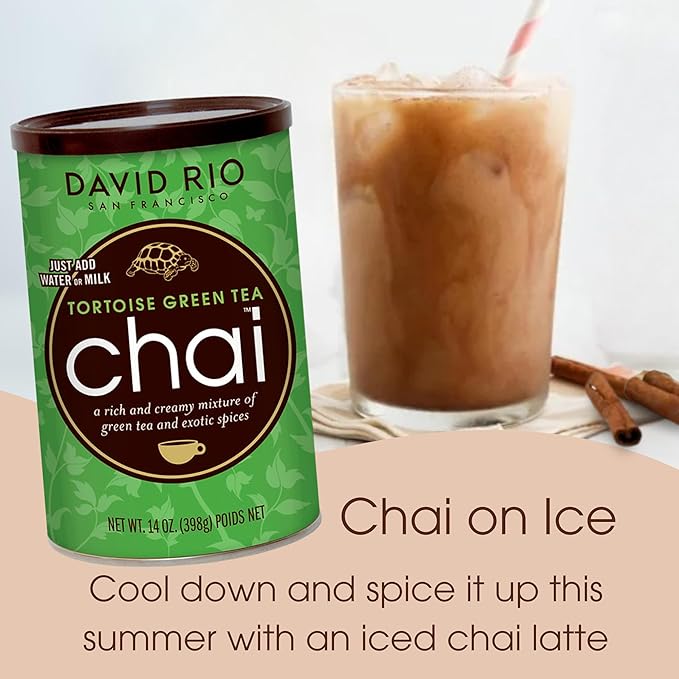 Tortoise Green Tea Chai Tea Latte Mix, 14 Oz, Green Tea, Organic Spices, Dairy Free, Serve Hot or