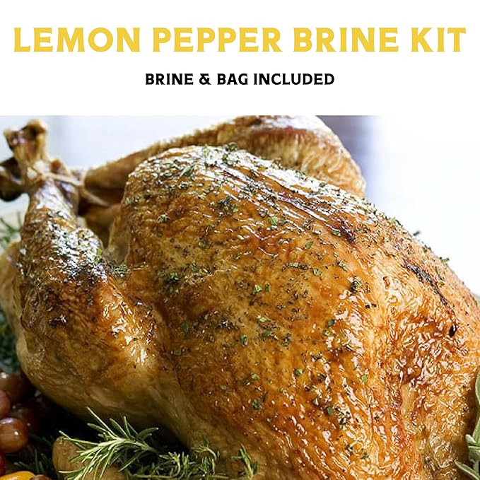 Fire & Flavor Lemon Pepper Turkey Perfect Brine - Turkey Brine Kit with Bag for Roasting, Grilling