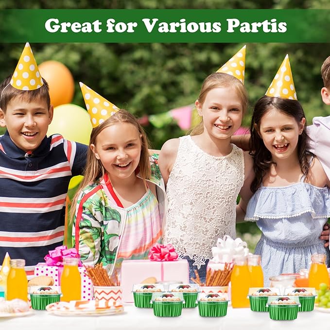 Gejoy 400 Pcs Aluminum Foil Baking Cups with Lids 5 oz Disposable Ramekins Mini Cake Pans Creme