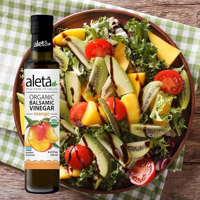Aleta Farms Balsamic Vinegar, Mango Infused Organic Balsamic Vinegar, Aged, Flavored, USDA Organic