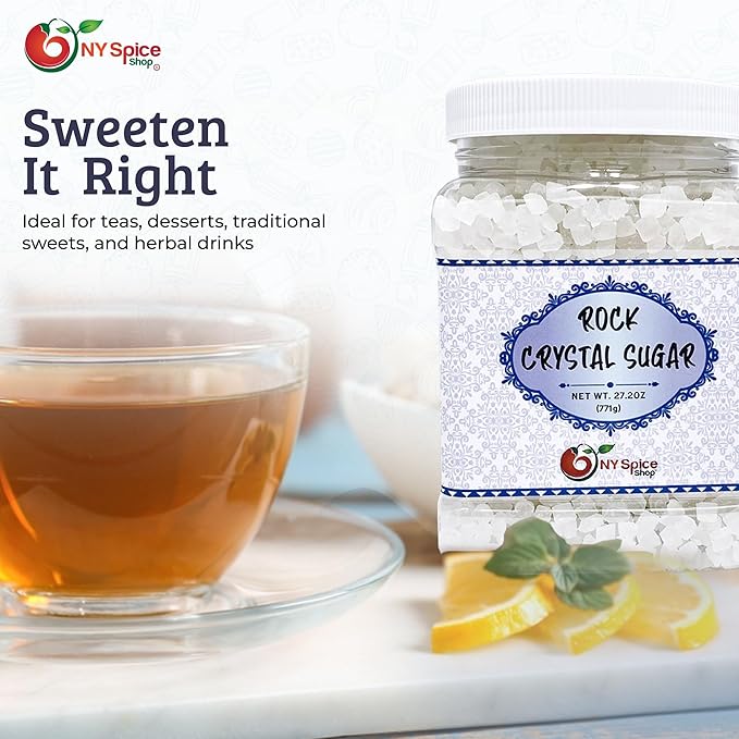 NY SPICE SHOP Rock Crystal Sugar ??1.7 Pound (27.2 Ounce) Jar Candy Crystals ??Sugar Rocks Whole
