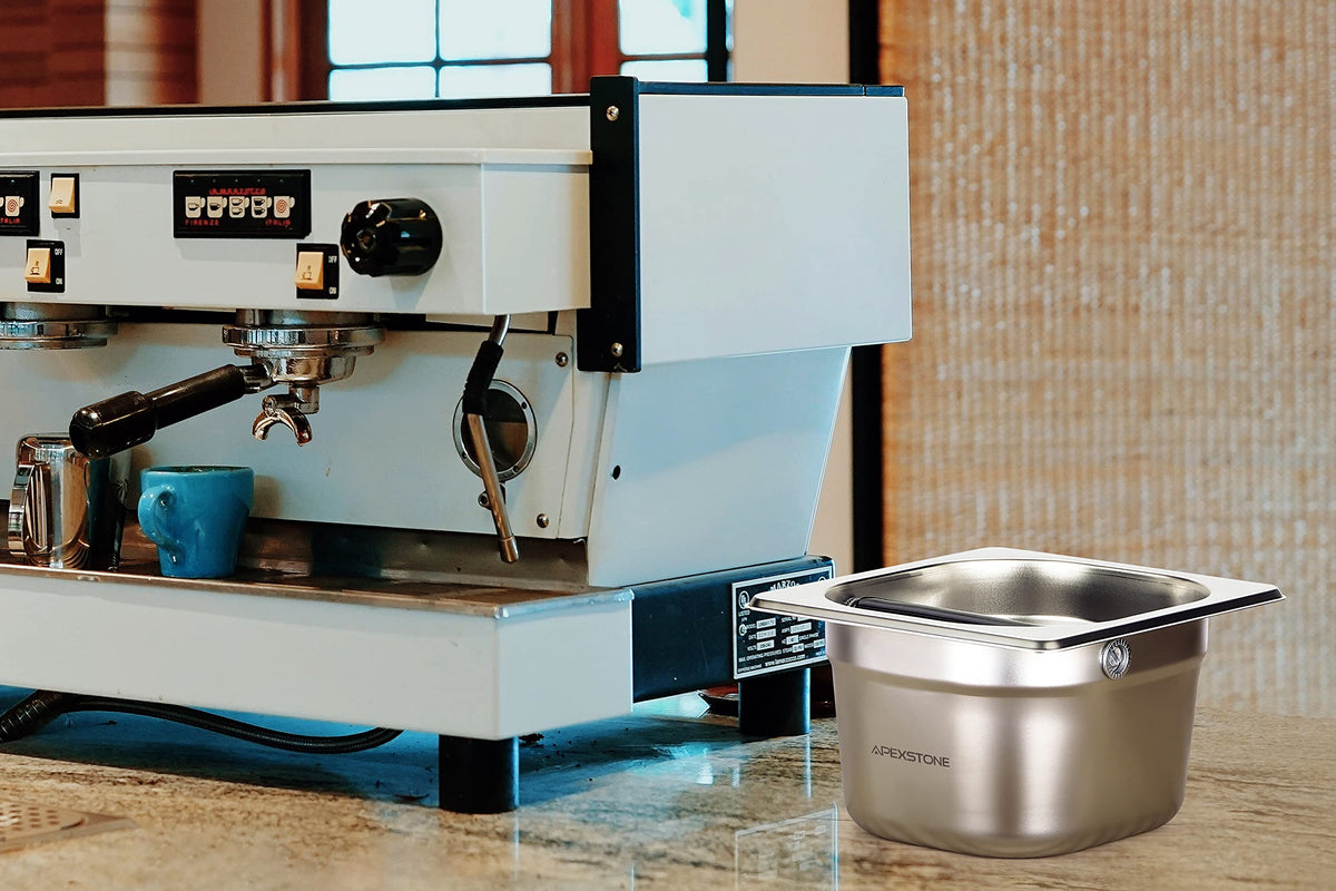 Apexstone Coffee Knock Box Stainless Steel, 6.9 Inch Espresso Knock Box for Espresso Coffee