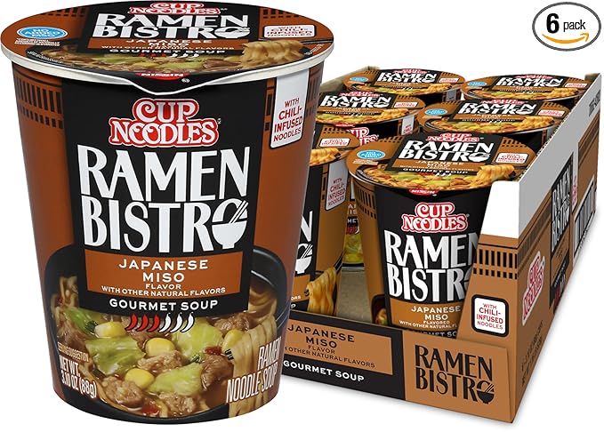 Nissin Cup Noodle Ramen Bistro, Japanese Miso, 3.1 Ounce (Pack of 6)