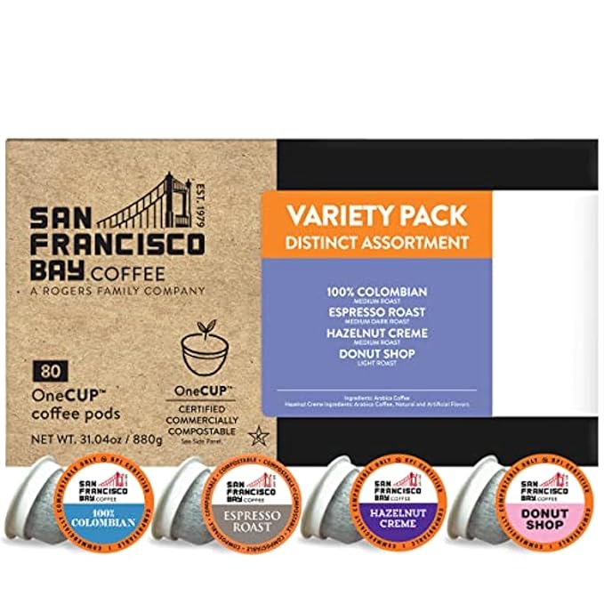 San Francisco Bay Compostable Coffee Pods - Assorted Variety Pack (80 Ct) K Cup Compatible